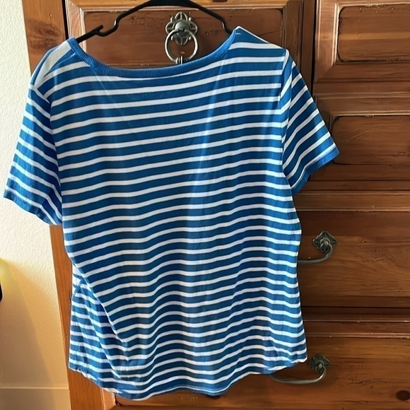 T by Talbots Women’s Blue And White Striped Tee Size XL NWOT - Picture 2 of 7